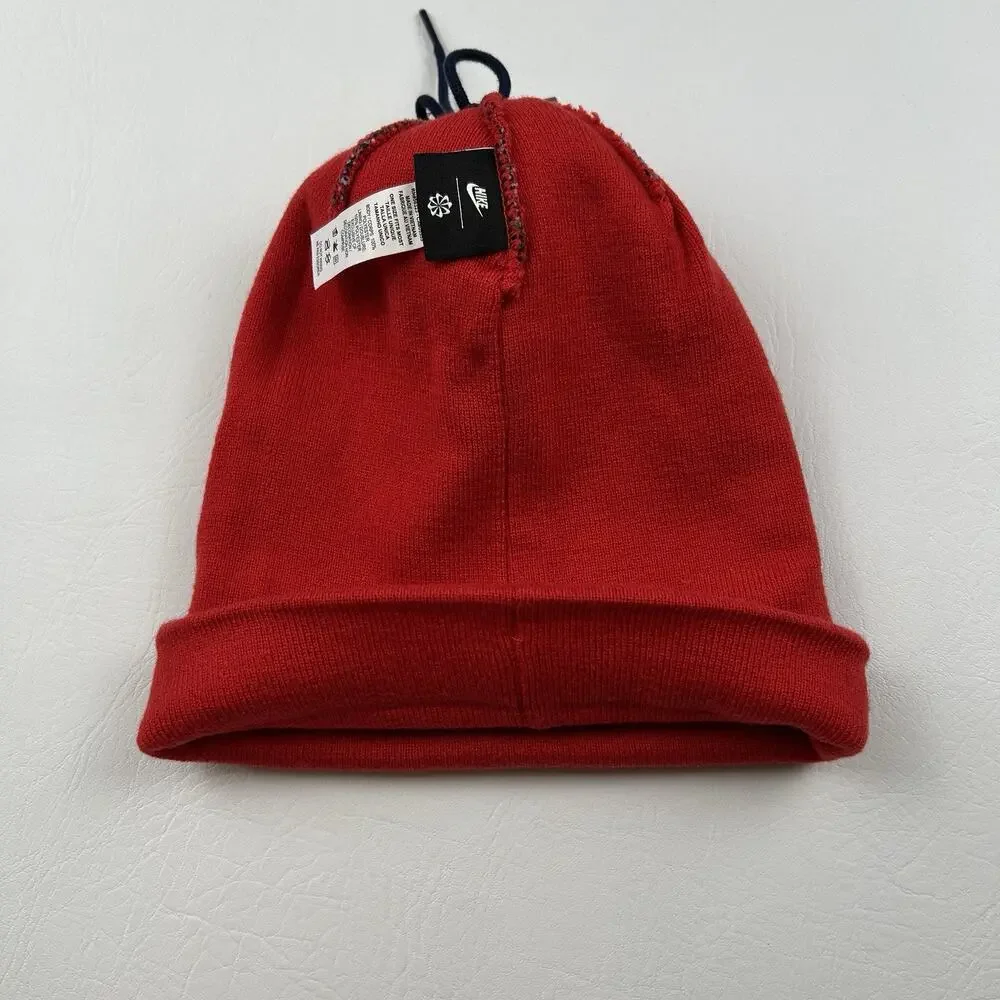 Nike Christmas Pom Beanie Hat Red Reindeer Just Do It Cuffed One Size NWT